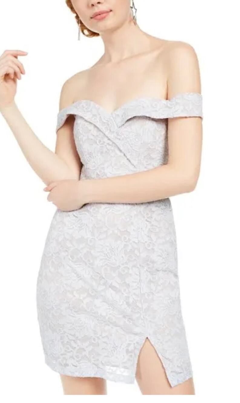Sequin Hearts size 3 NWT ($69) Mini dress blue silver lace floral dress small